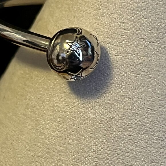 Sterling Silver Pandora Moments Moon & Stars Open Bangle Bracelet – Size Medium - Picture 5 of 13